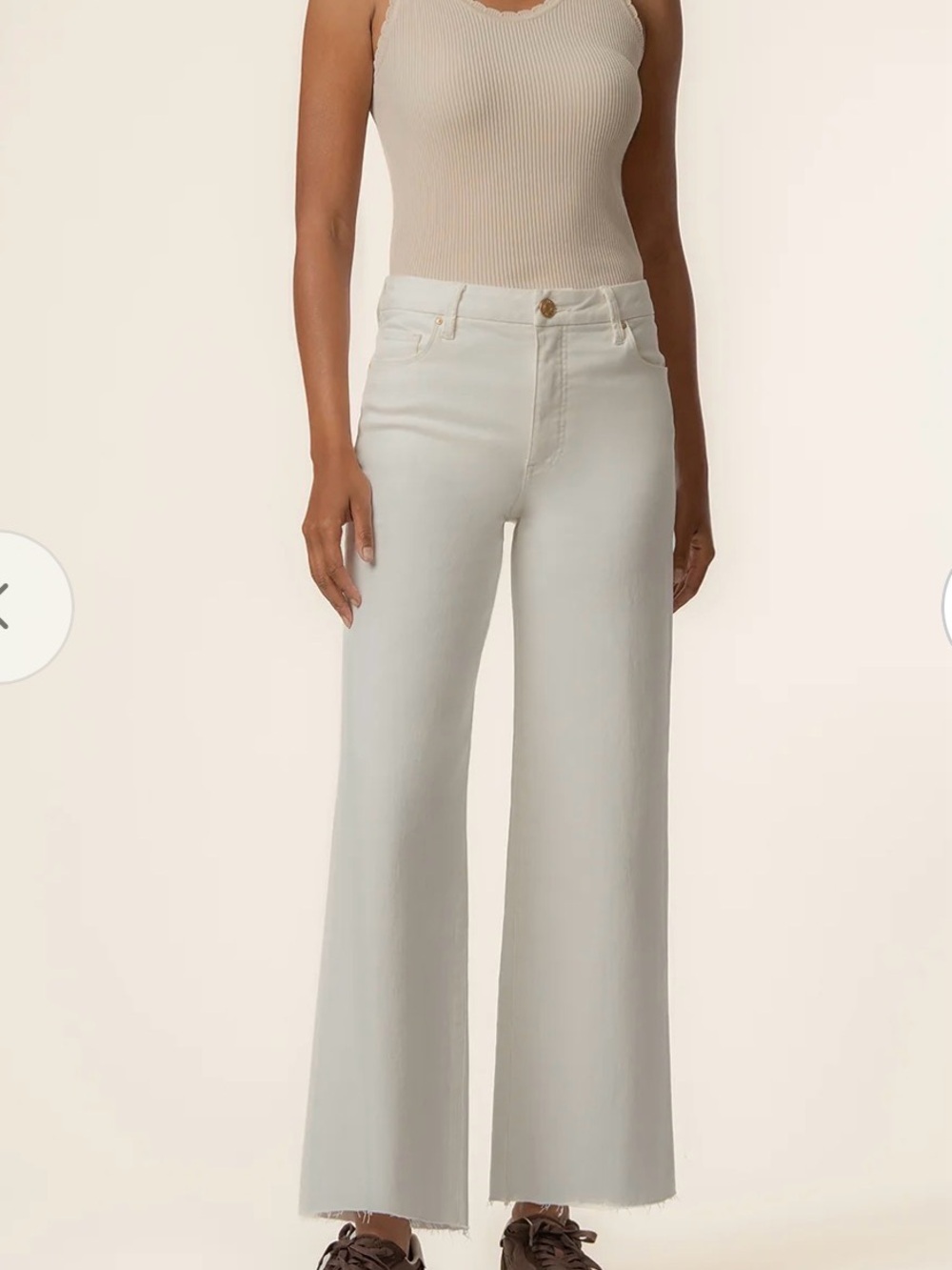 Kut from the Kloth Women's Wide-Leg Jeans in Cream Meg High Rise
